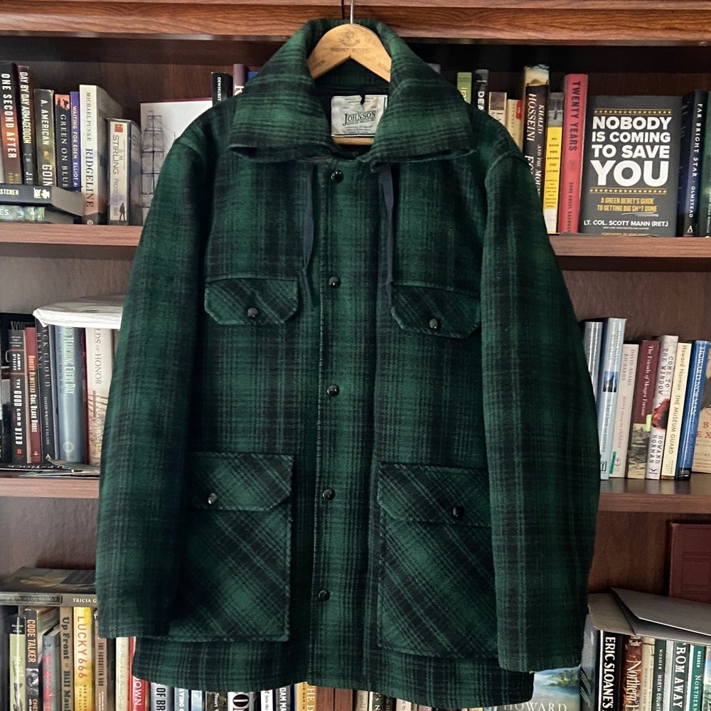 Vintage Johnson Woolen Mills Green Plaid Outdoor Wool Hunting Coat Men's Size 2X